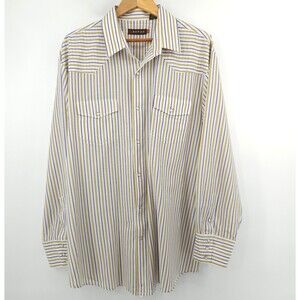Roper Pearl Snap Shirt Men Size XL Striped Long Sleeve Poly Blend